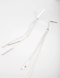 Silver Snake Chain Bar Drop Earrings