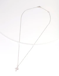 Sterling Silver Cubic Zirconia Pavé Cross Necklace