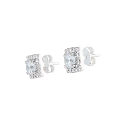 Sterling Silver Cubic Zirconia Square Stud