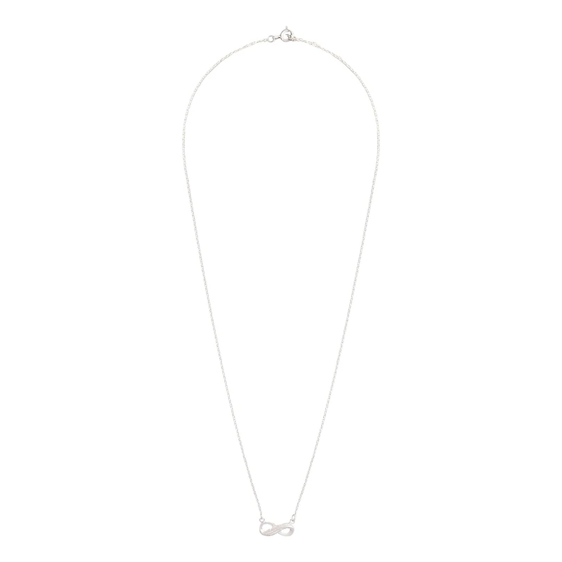 Sterling Silver Diamante Infinity Pendant Necklace