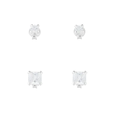 Sterling Silver Square Cubic Zirconia Studs