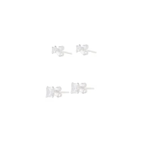 Sterling Silver Square Cubic Zirconia Studs