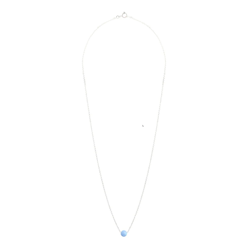 Sterling Silver Opalised Blue Bead Necklace