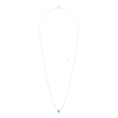 Sterling Silver Opalised Blue Bead Necklace
