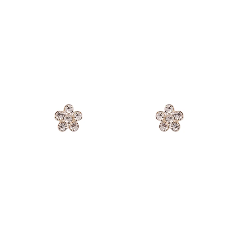 Sterling Silver Mini Diamante Flower Stud Earrings