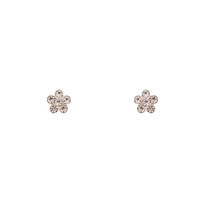 Sterling Silver Mini Diamante Flower Stud Earrings
