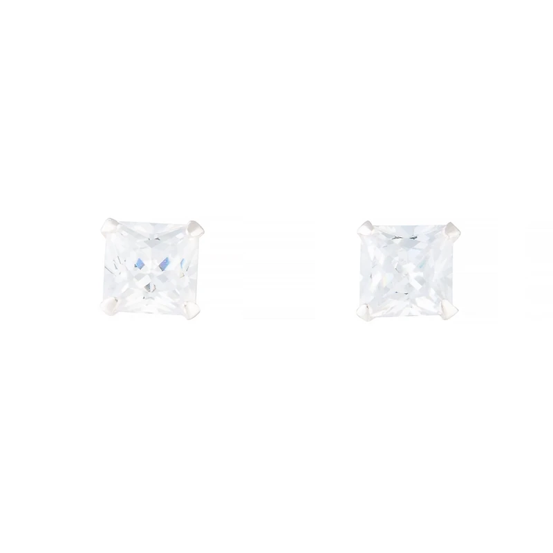 Sterling Silver Square Cubic Zirconia Stud