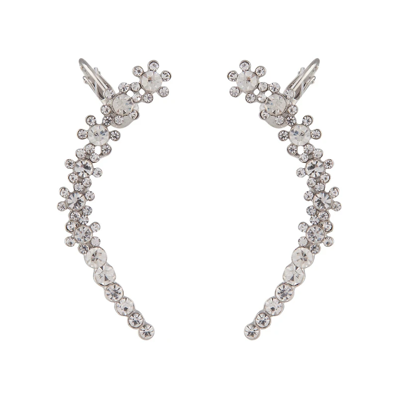 Diamante Double Flower Ear Cuff Pack