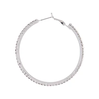 Silver Square Edged Diamante Detailed Hoop Earrings