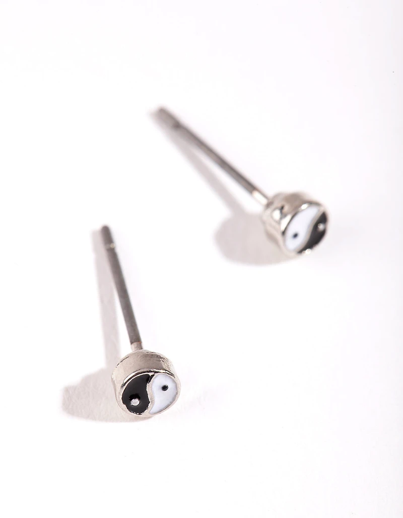 Silver Mini Yin-Yang Stud Earrings