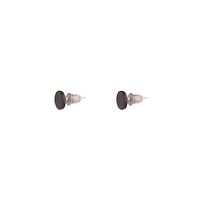 Silver Black Disc Earrings