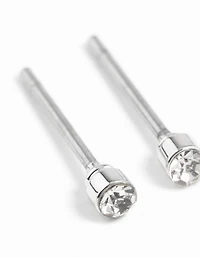 Silver Tiny Diamante Stud Earrings