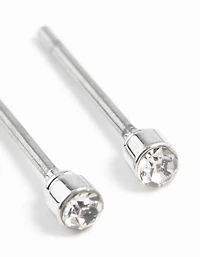 Silver Tiny Diamante Stud Earrings