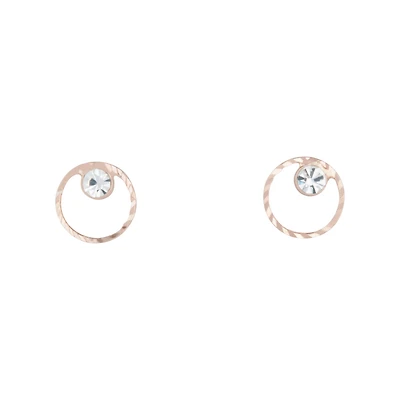 Rose Gold Circle Geo Diamante Stud Earrings