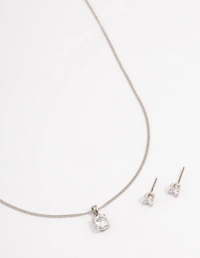 Silver Earrings & Necklace Gift Box