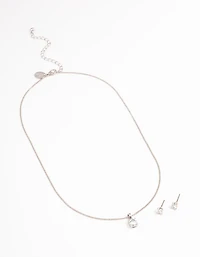 Silver Earrings & Necklace Gift Box