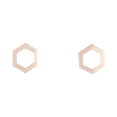 Rose Gold Open Hexagon Stud Earrings