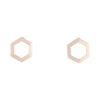 Rose Gold Open Hexagon Stud Earrings