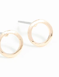 Gold Smooth Open Circle Stud Earrings