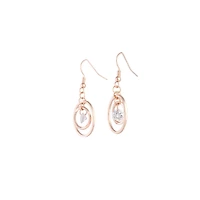 Rose Gold Diamante Bead Double Circle Earrings