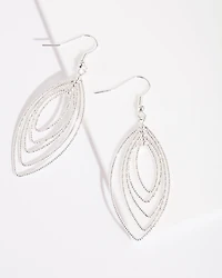 Silver Textured Marquise Drop Earrings