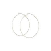 Silver Diamond Cut Hoop Earrings