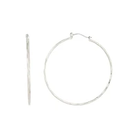 Silver Diamond Cut Hoop Earrings