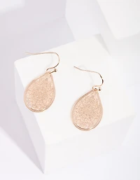 Rose Gold Filigree Lace Tear Drop Earrings