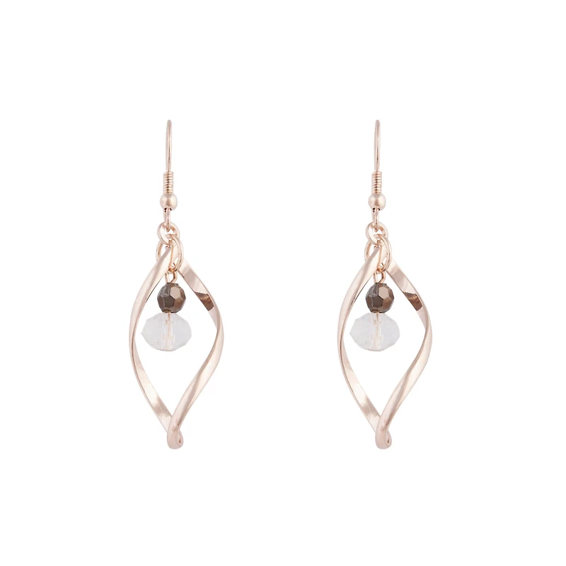 Rose Gold Twist Bead Drop Earrings
