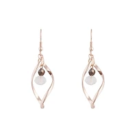 Rose Gold Twist Bead Drop Earrings