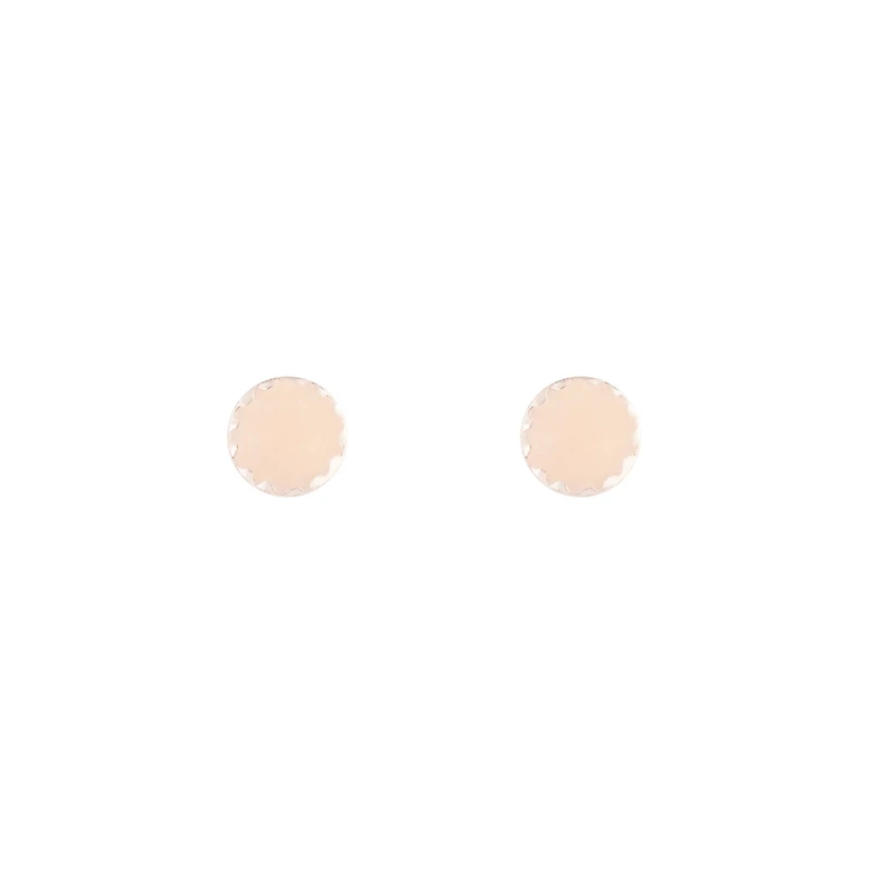 Rose Gold Pink Enamel Button Stud Earrings