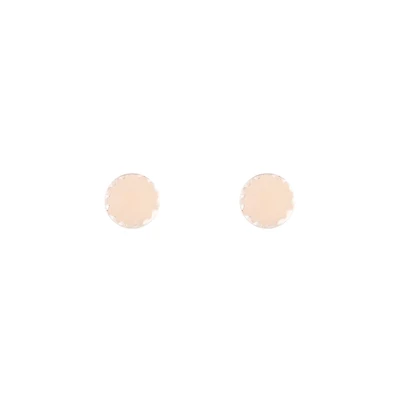 Rose Gold Pink Enamel Button Stud Earrings
