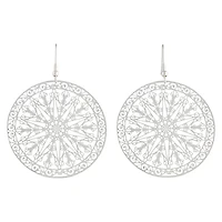 Silver Large Stamp Filigree Disc Earrings
