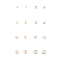 Rose Gold Graduating Ball & Diamante 8-Pack Stud Earring