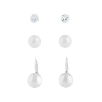 Cubic Zirconia Pearlised Bead Earring Pack