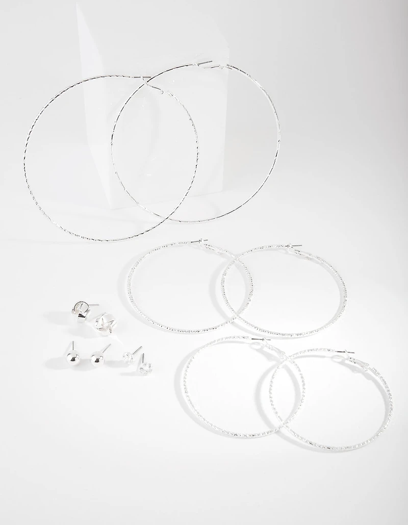Silver Knot Hoop Earring 6-Pack