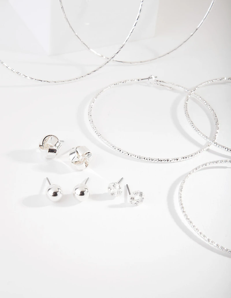 Silver Knot Hoop Earring 6-Pack