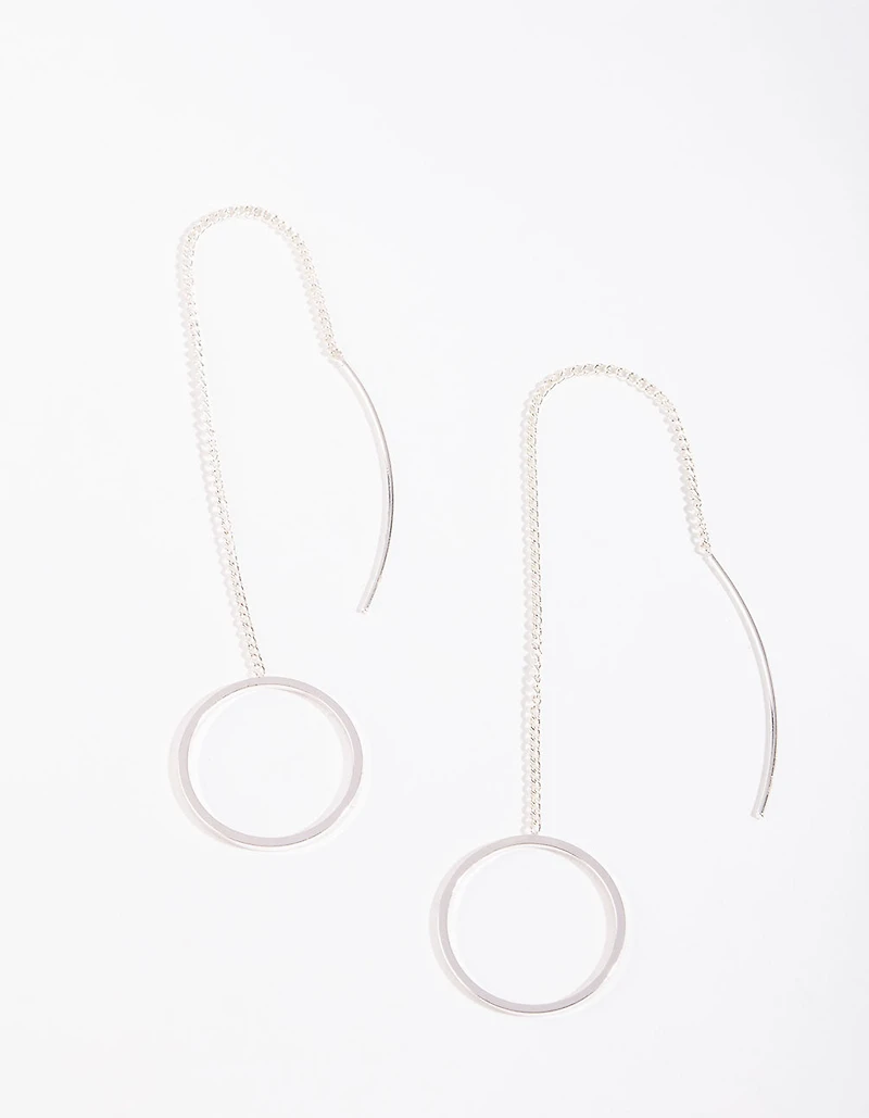 Silver Circle Thread Earrings