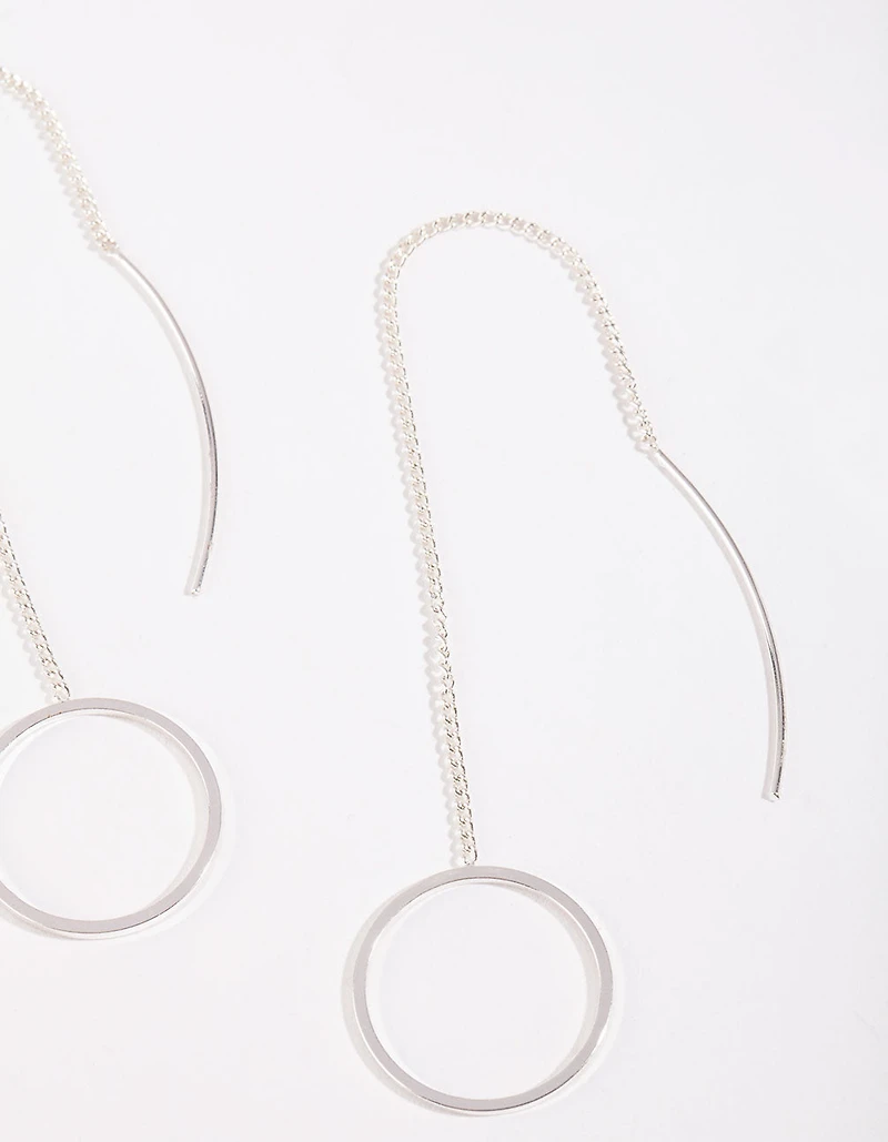Silver Circle Thread Earrings