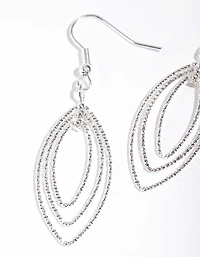 Silver Textured Layered Geo Earrings
