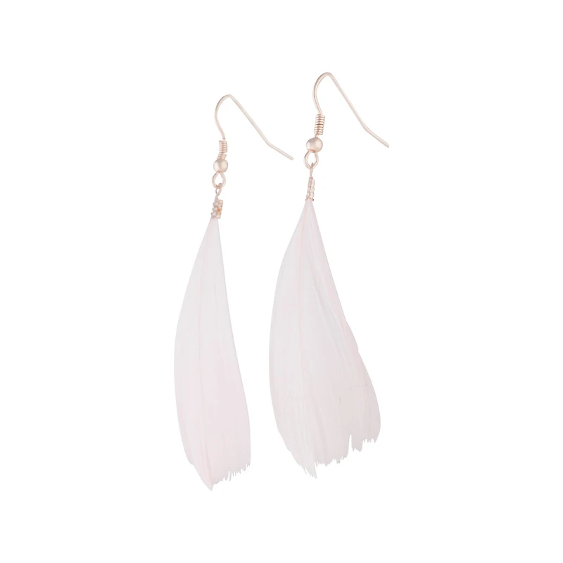 Rose Gold Pink Feather Earrings