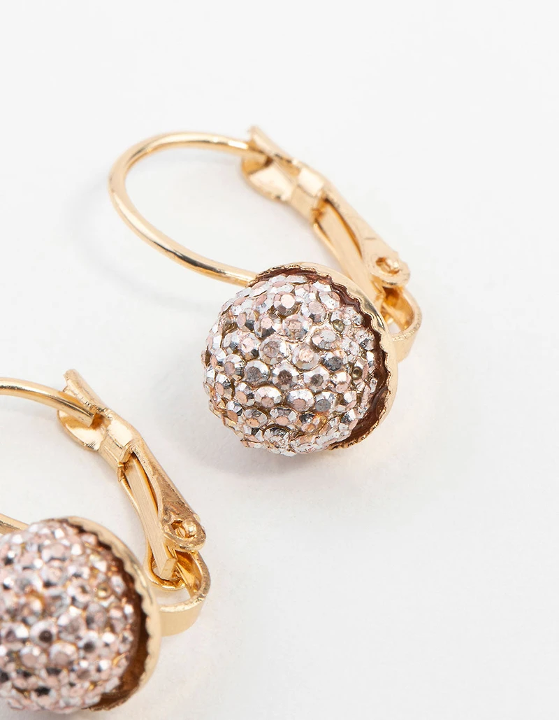 Gold Mini Sparkle Ball Drop Earrings