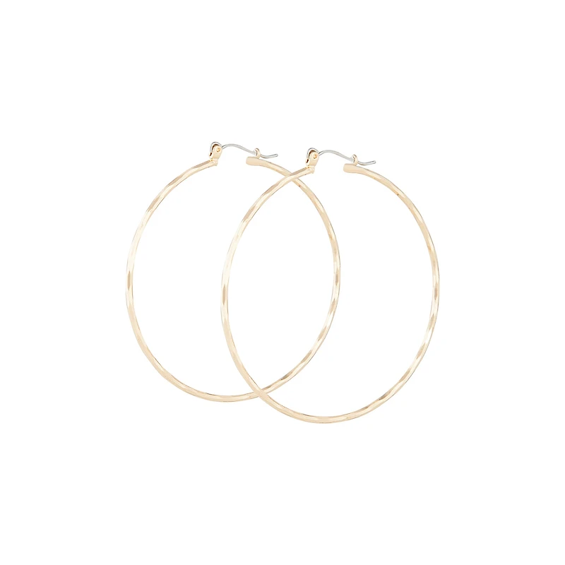 Gold Diamond Cut Hoop Earrings
