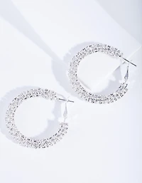 Boucles d’oreilles en cerceau en argent massif incrustées de cristaux