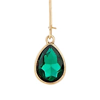 Emerald Gold Diamante Fish Hook Earrings
