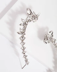 Boucles d’oreilles à poignet double diamant en argent