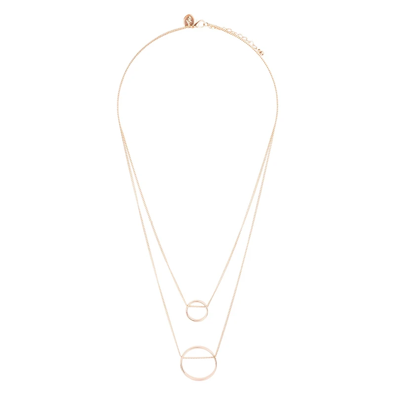 Gold Double Threaded Circle Necklace