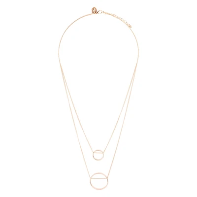 Gold Double Threaded Circle Necklace