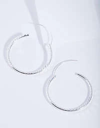 Sterling Silver Diamond Cut 35Mm Hoop