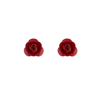 Single Red Rose Stud Earrings